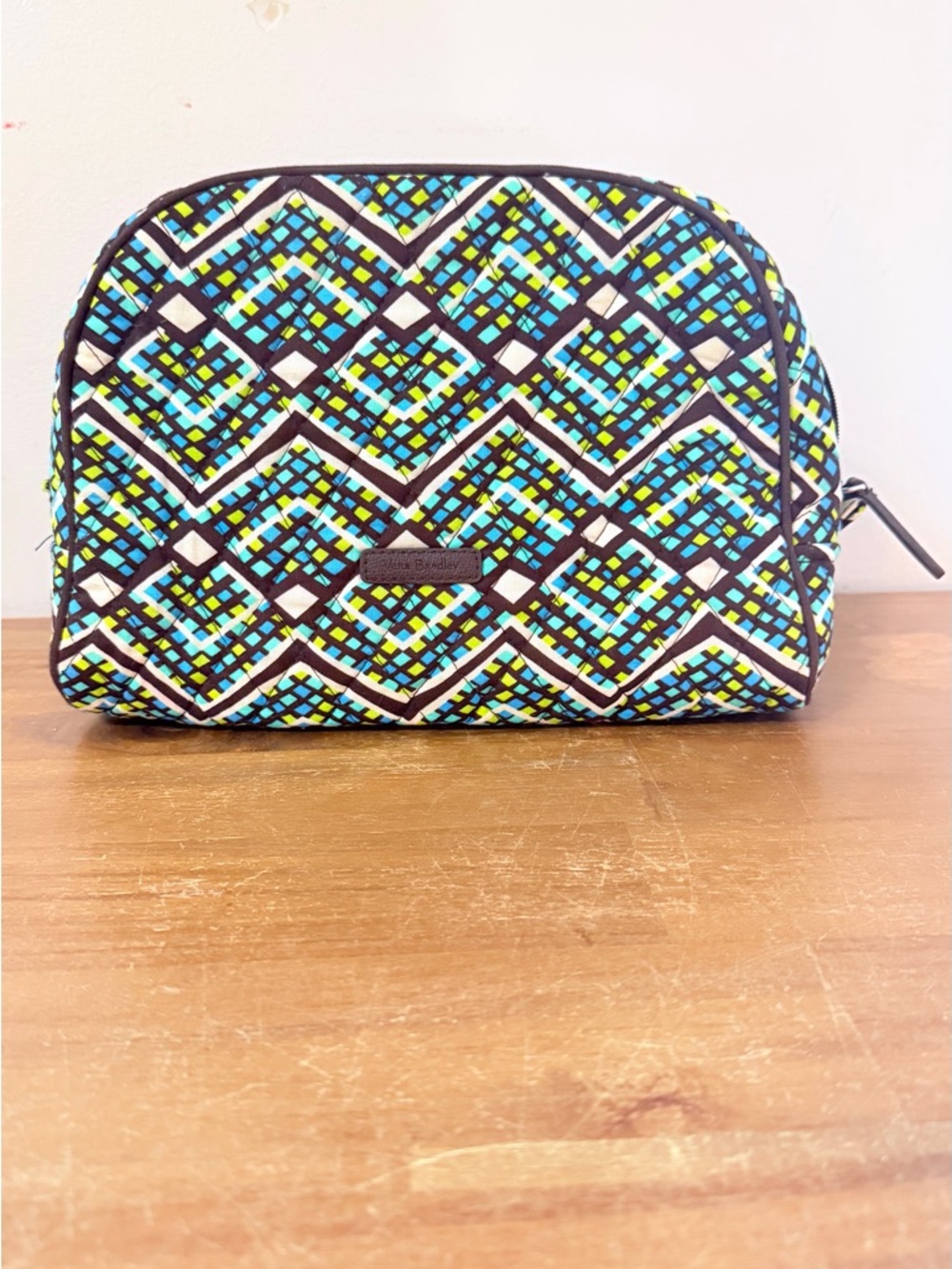 Vera Bradley Quilted Cosmetic Case - Blue, Green & Black